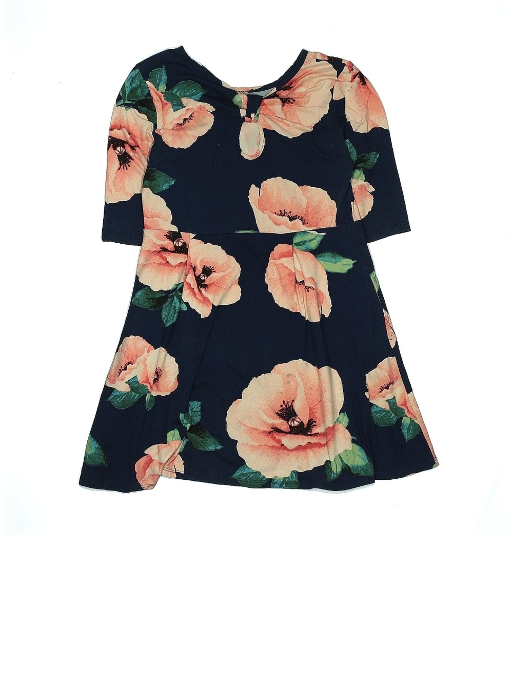 Mia Chica Navy Dress with Peach Floral Print - Picture 2 of 4